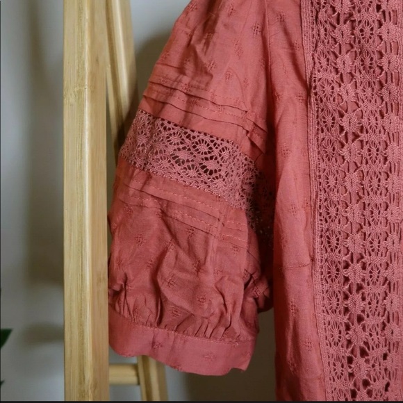 NEW Universal Thread Coral Boho Puff Short Sleeve Top Blouse, M, Salmon, Target - Picture 5 of 11